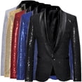thumbnail image 4 of Gupgi Men Shiny Sequins Blazer One Button Tuxedo Jacket Party Wedding Banquet Prom Coat, 4 of 4