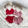 thumbnail image 4 of Birdeem Ensemble de Pyjama 2 Pcs pour Femmes Bretelles Solides Dentelle Shorts, 4 of 4