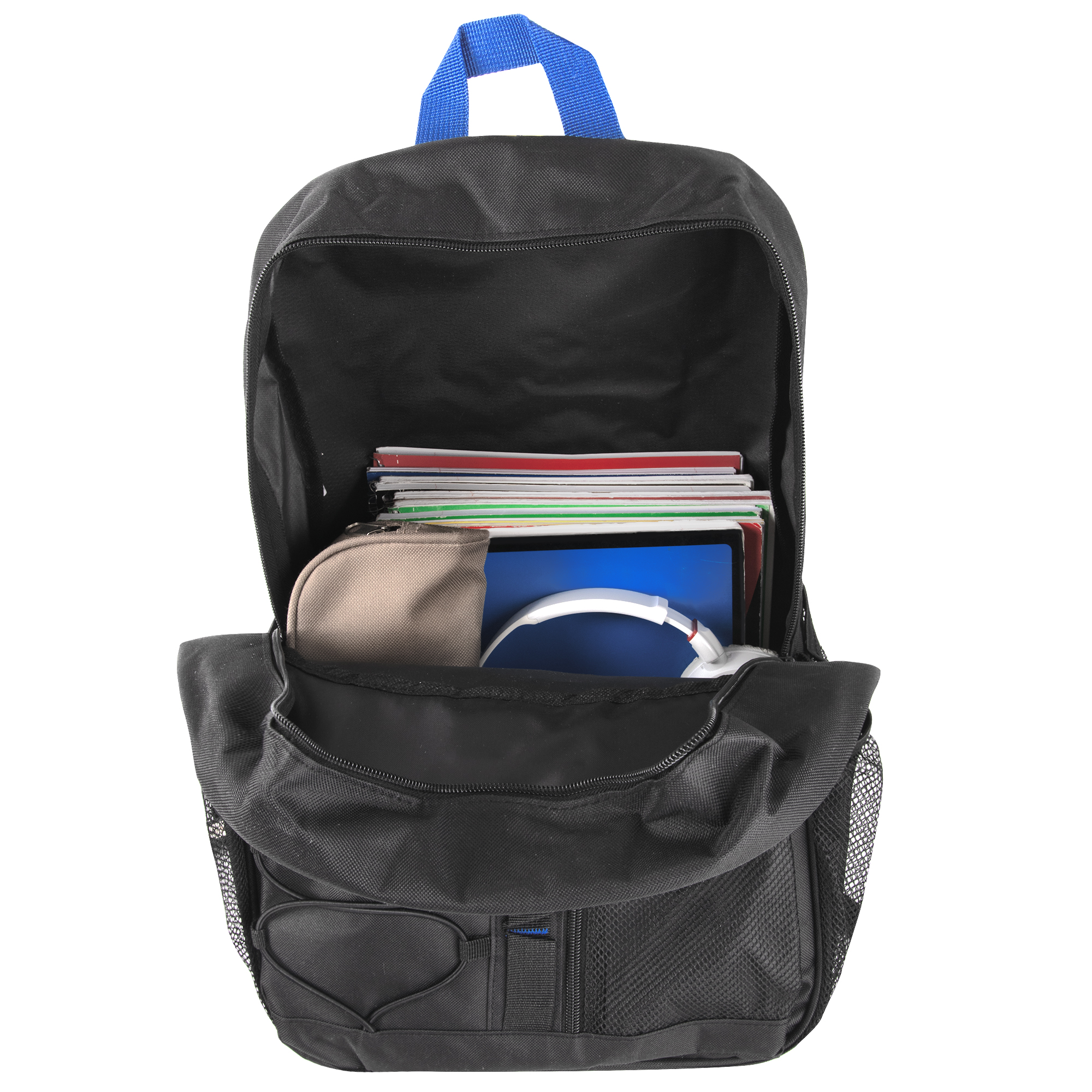 Summit Ridge Single Multi-Pocket Bungee Cord Backpack for Travel and Commuting in Black