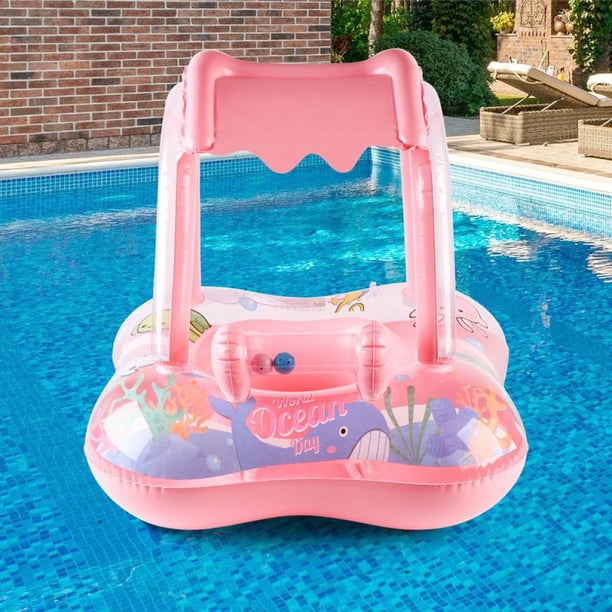 Bouée Siège Bébé – Anneau De Natation Avec Pare-soleil, Animaux Marins, 6 Mois à 3 Ans