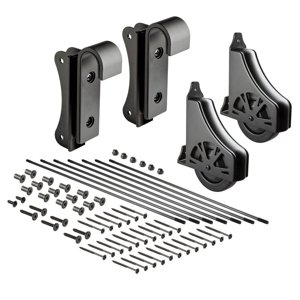 Rockler 8' Kit de matériel d'échelle de bibliothèque roulante – Satin noir finition ardillon de matériel de laminoir - Kit d'échelle en bois avec ensembles de roulettes, goujons en métal avec écrous de culot, assemblages à crochet coulissant & Plus
