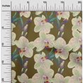 thumbnail image 1 of oneOone Polyester Lycra Fabric Leaves & Orchids Floral Decor Fabric Printed BTY 56 Inches Wide, 1 of 1