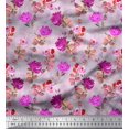 thumbnail image 1 of Soimoi Popeline de Coton Violette Tissu Imprimé Feuilles et Floral 1 Yard 56 Pouces de Large, 1 of 3