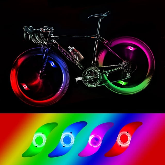 4 x Lumière de Roue de Vélo LED, Lumière de Roue de Vélo LED Étanche avec 3 Modes Clignotants Lampe de Roue de Vélo pour Adulte et Enfant - Couleur