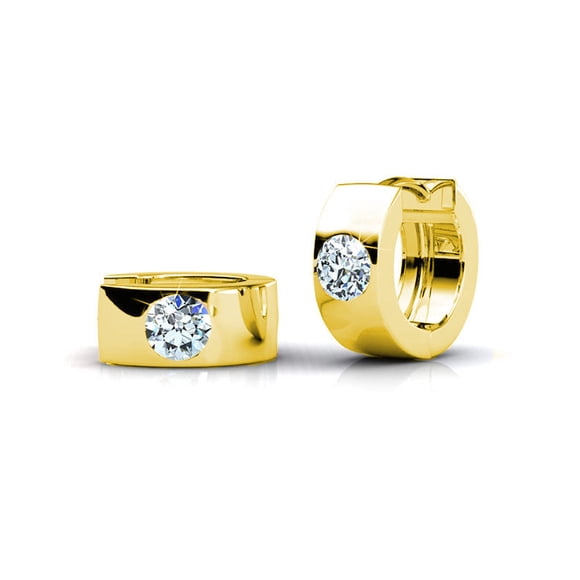 Cate & Chloe Alana Boucles d'Oreilles Créoles Petites 14 mm Plaquées Or Jaune 18k avec Cristaux Swarovski