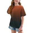thumbnail image 3 of DecSea Girls Short Sleeve T shirt Kids Summer Oversized Gradient Crew Neck Tops Casual Basic Tee 5-14Years, 3 of 8