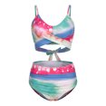 thumbnail image 3 of Flywake Women Criss Cross High Waisted String Floral Printed Print Bandage 2 Piece Bathing Suits, 3 of 9