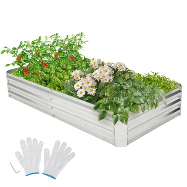 Gymax 6 x 3 x 1FT Galvanized Raised Garden Bed Heavy-Duty Elevated Rectangle Plant Box