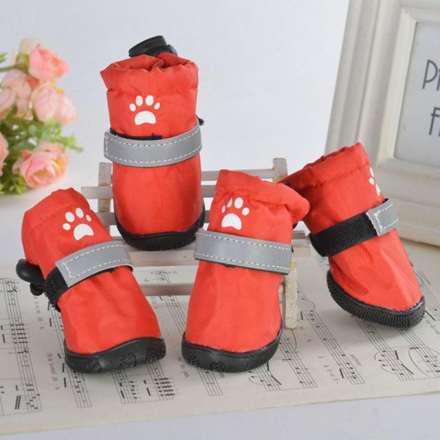 PENGXIANG Soldes 4Pcs/Set Hiver Chien Chaussures pour Petits Chiens Résistant à l'Usure Chiot Animaux de Compagnie Chaussures Réfléchissant Chien Bottes de Neige Chihuahua Yorkie Teddy Chaussures