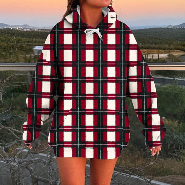 Cadeau pour Filles Chandails à Capuchon pour Femmes Veste Grande Taille Chandails et Chandails à Capuchon pour Femmes Mode Chandail d'Hiver pour Femme à Manches Longues Coupe Régulière à Capuche Imprimé Chandail à Capuchon Confortable Camisoles Rouge m