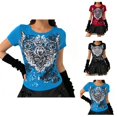 thumbnail image 1 of T-shirt Gothique Y2k pour Femmes 2026 Été Décontracté à Manches Courtes Col Rond Coupe Ajustée Rétro Punk T-Shirts Graphiques, 1 of 4