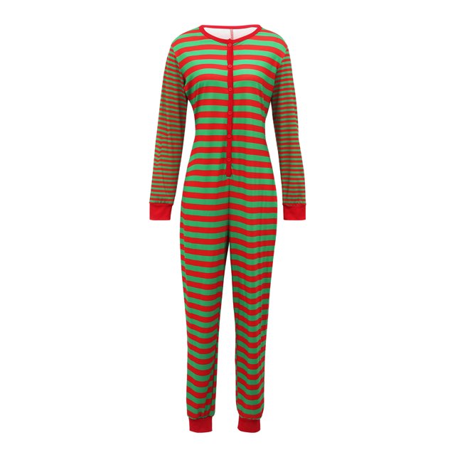 FOCUSNORM Christmas Family Matching Nightwear, Combinaison à Manches Longues à Col Rond Rayé