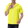 thumbnail image 1 of INSPIRE CHIC Men's Short Sleeve Hoodies Solid Color Zip Up Jackets with Hood M Bright Yellow, 1 of 7