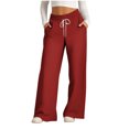 thumbnail image 1 of Pants for Women, Womens Fashionable Striped Printed Drawstring Wide Leg Pants, 1 of 4