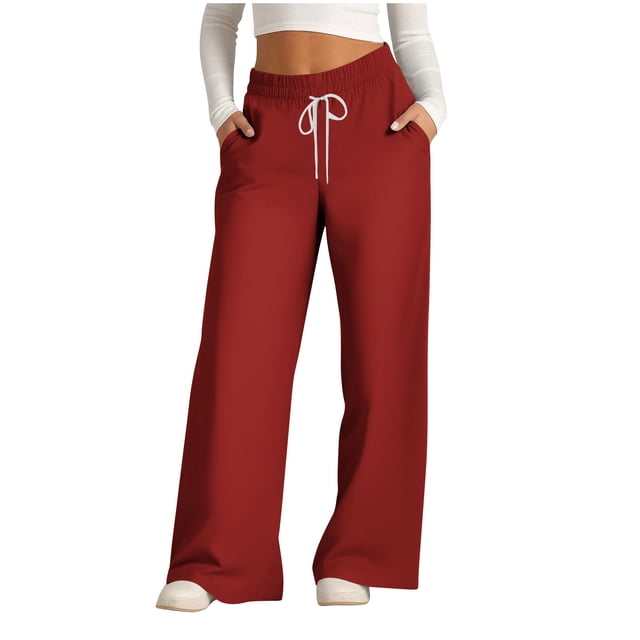Pants for Women, Womens Fashionable Striped Printed Drawstring Wide Leg Pants