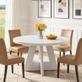 thumbnail image 1 of Fnova 47" Coffee Table, Round Dining Table for 4 People, Modern Farmhouse Wooden Kitchen Table, Living Room, White (Chairs Not Included), 1 of 16