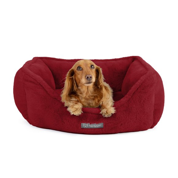 NANDOG Cloud Reversible Bed in Burgundy - Ultra Soft Micro Plush Fabric - Double-Stitched Seams - Modern & Washable Bed for Cats & Small/Medium Dogs