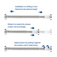 thumbnail image 4 of Uxcell Tension Curtain Rod Adjustable Shower Curtain Rod 35.4'' to 63'' Length Silver, 4 of 7