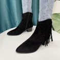 thumbnail image 5 of B91xZ Chaussures d'Automne Femmes Mode Semelle Crantée Talon Épais à Enfiler Bottines Élastiques, Noir 9.5, 5 of 5