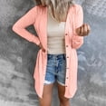 thumbnail image 2 of Mrat Cardigan Léger à Col Rond à Boutons à Manches Longues pour Femmes, Tricot, Ouvert à l'Avant, Chandail Sans Manches, Cardigans pour Femmes P-119 Rose-A m, 2 of 7