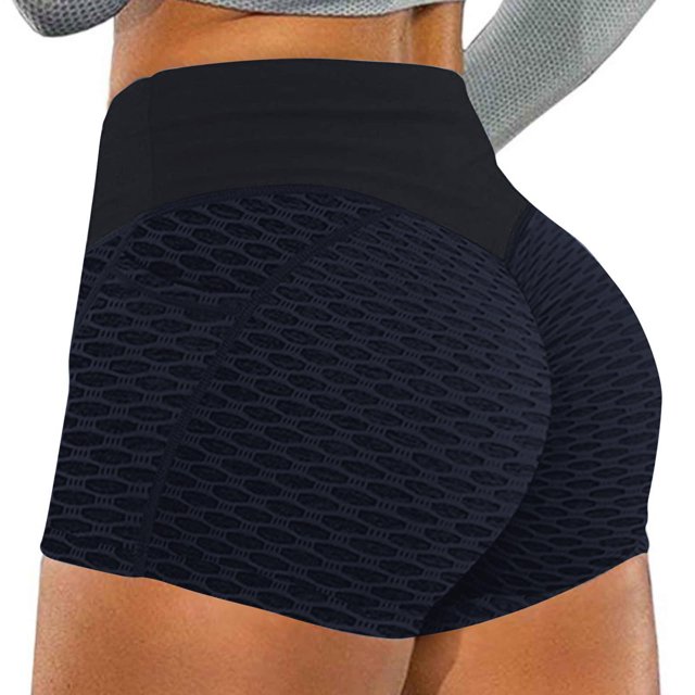 KIHOUT Women's High Waist Workout Shorts Butt Lifting Tummy Control Ruched Booty Running Yoga Shorts