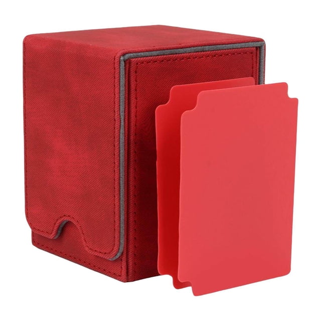 Étui en Cuir 100+ Cartes à Manches pour Cartes de Visite Séparateurs Fente Rouge