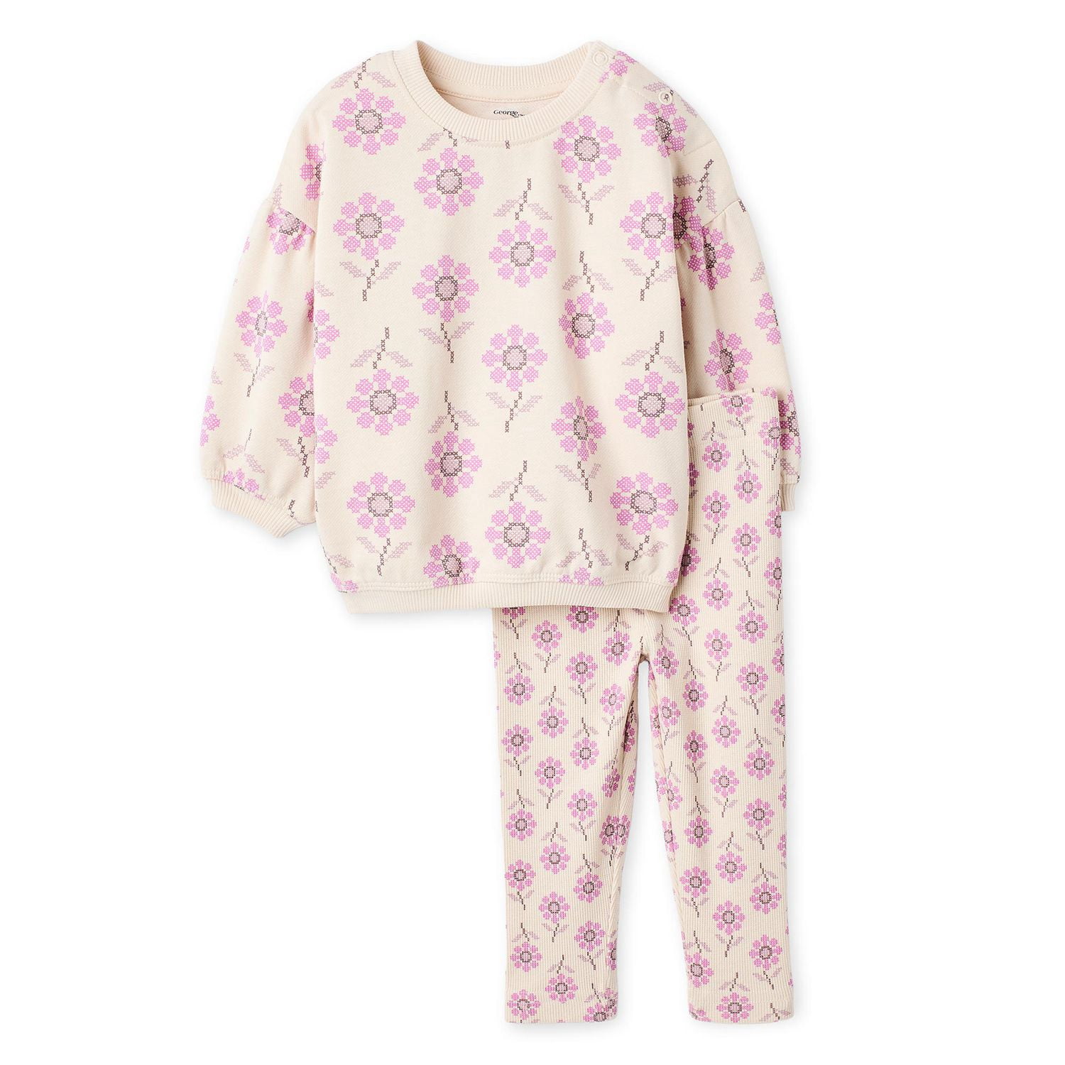 Ensemble 2 pièces avec coton ouaté George pour bébés filles