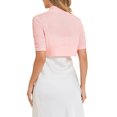 thumbnail image 3 of INSPIRE CHIC Boléro Ouvert pour Femmes Manches Courtes Froncées Cardigan Court P Rose, 3 of 6