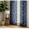 thumbnail image 4 of Vargottam 84 Inch Rod Pocket/Back Tab Cotton Curtains for Windows and Doors - Light Filtering Cotton - Light Filtering Drapes For Doors - Set of 2 Panels, 52"x84" - Leaves Vine Design (Blue), 4 of 8