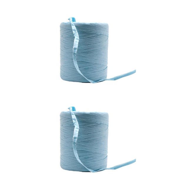 Decodeary Sturdy And Durable Raffia Rope Yarn For DIY Crafts Beautiful Colors Fiber Natural Paper Ribbon sky blue 2Set