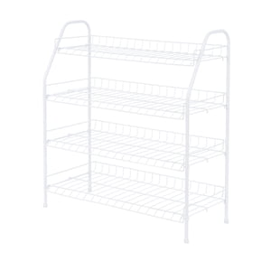 MAINSTAYS 4-Tier Rack de chaussures en métal blanc et accessoires de rangement, tient jusqu'à 12 des paires, 4 Étagère en fil de fer de niveau
