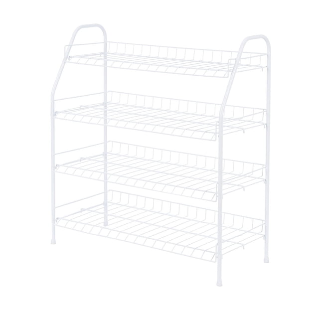 MAINSTAYS 4-Tier White Metal Shoe Rack and Accessories Storage, Holds up to 12 pairs, 4 Tier Wire Shelf