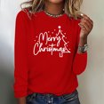thumbnail image 2 of Timegard Womens Tops Merry Christmas Print Long Sleeve Crewneck Pullover Casual Loose Comfy Tops Fall, 2 of 4