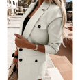 thumbnail image 3 of IROINID Veste Mi-Longue Confortable pour Femmes Blazer à Col Cranté Couleur Unie Manches Longues, Blanc, 3 of 6