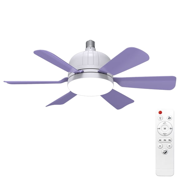 Graflsoa 6-Blade Silent Ceiling Fan Light with Remote, Adjustable 3000K-6500K Color Temperature, 40W Power, Purple/White/Green/Multicolor Options, Wall Switch Control, No Battery Included