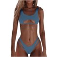 thumbnail image 1 of Birdeem Ensembles de Bikinis pour Femmes, Couleur Unie, Mode Décontractée, à Larges Bretelles, Ajourés, 1 of 8