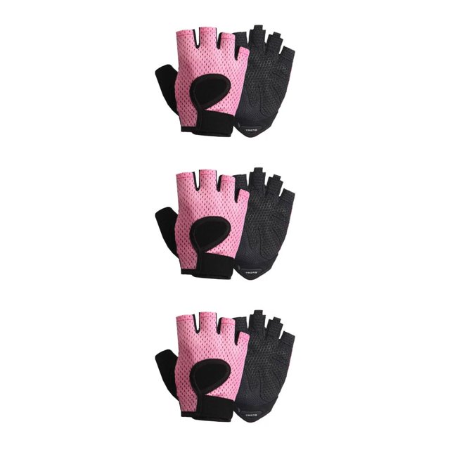 maskred 1 Pair Sports Gloves Outdoor Cycling Fishing Halffinger Summer Breathable Mitts Riding Protection Mittens Hand Protector Pink L 3Set