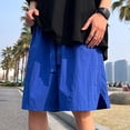 thumbnail image 2 of ohmzyzo Summer Beach Shorts for Men Drawstring Elastic Waist Solid Color Shorts Casual Lightweight Gym Workout Shorts, 2 of 6