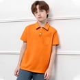 thumbnail image 2 of Luvoko Little Boys Short Sleeve Classic Pique Polo Shirt,Solid Color Print Uniform Performance for Little Boys Tops Short Sleeve Stretch Collared(Orange,3-4 Years), 2 of 4