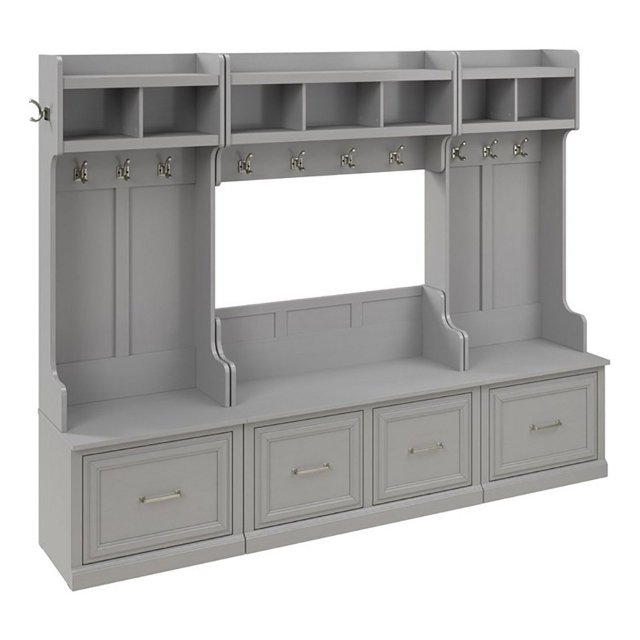 Bowery Hill Traditional Engineered Wood Full Entryway Set in Cape Cod Gray