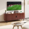 thumbnail image 1 of VEVOR TV Stand, Boho Entertainment Center for TVs up to 58 in, 350 lbs Load, TV Media Console Table with Adjustable Storage Shelves & Rolling Door, Television Stand for Living Room, Bedroom, Brown, 1 of 9