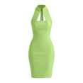 thumbnail image 4 of XiYing Robe Midi Élégante à Col Montant pour Femme, Robe de Cocktail Sans Manches Extensible et Infroissable avec Découpes et Goutte d'Eau pour Soirées Cocktail et Rendez-Vous, Taille Ajustée avec Silhouette de Sablier, S-TTG,, 4 of 8