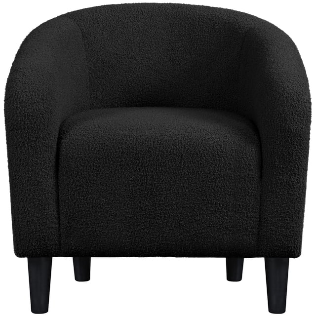 Yaheetech Fauteuil Tonneau d'Appoint Club Rembourré en Bouclé pour Salon, Noir