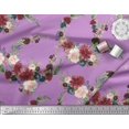 thumbnail image 2 of Soimoi Purple Cotton Cambric Fabric Ranunculus & Penoy Floral Print Decor Fabric Printed By the Yard 58 Inch Wide, 2 of 3