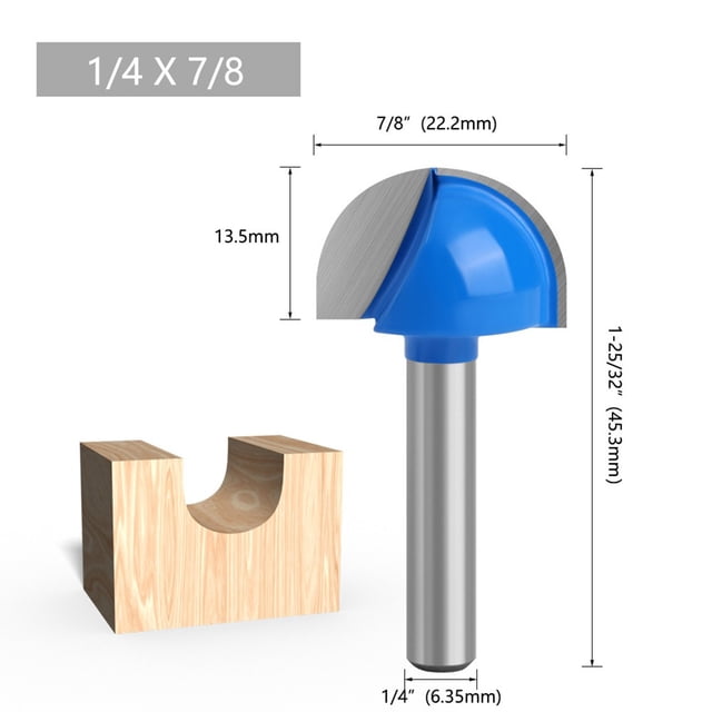 1/4 Tige Boule Nez Routeur Bits Fin Moulin Ronde Crique Boîte Solide CNC Fraisage Bit