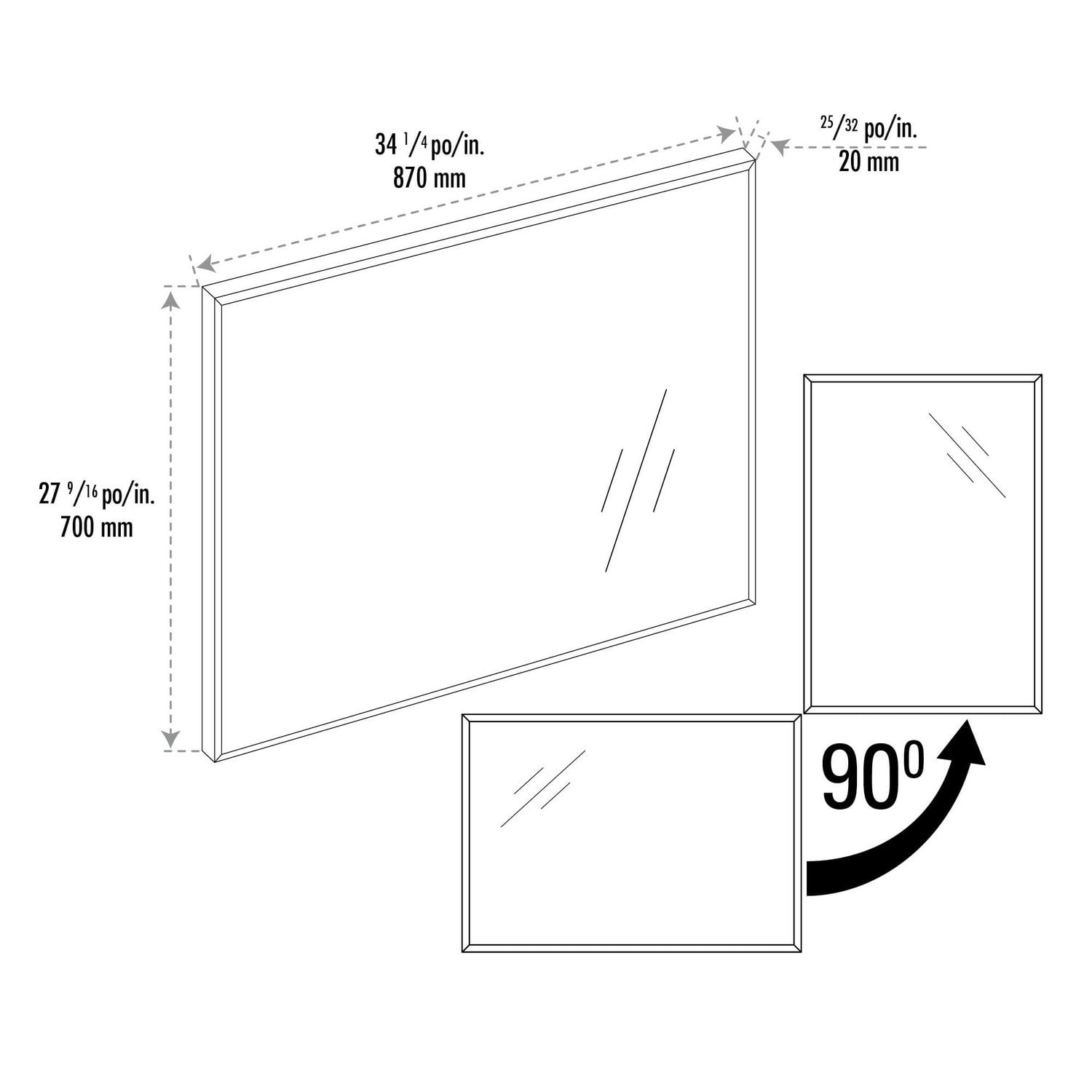 Miroir rectangulaire de salle de bain d'akuaplus® en aluminium, 34 po x 28 po