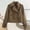 Brown, variant on HUITKMM Cropped Jacket Women Short Casual Trench Jacket for Everyday Wear