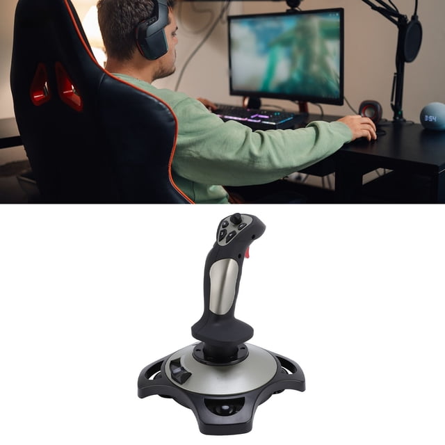 Flight Simulator Joystick Controller, Adjustable Vibration Strength Gaming Flight Stick Comfortable Grip Strong Suction Cup for Various Games