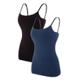 thumbnail image 1 of Charmo Camisole Longue Décontractée de Base en Coton pour Femme, Bretelles Spaghetti Ajustables, Débardeur avec Soutien-Gorge Intégré, Lot de 2, 1 of 6