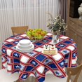 thumbnail image 2 of American Flag Tablecloth Round 60 Inch 4th of July Patriotic Table Cloth Washable Table Cover Memorial Day Red White and Blue Plaid Tablecloth Decor for Home Kitchen Dining Indoor Party Picnic, 2 of 5